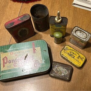 Lot Vintage Tins Cake Oil Bugs Prince Albert